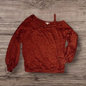 White Birch Rich Rusty Red Off-Shoulder Long Sleeve Sweater Size XL